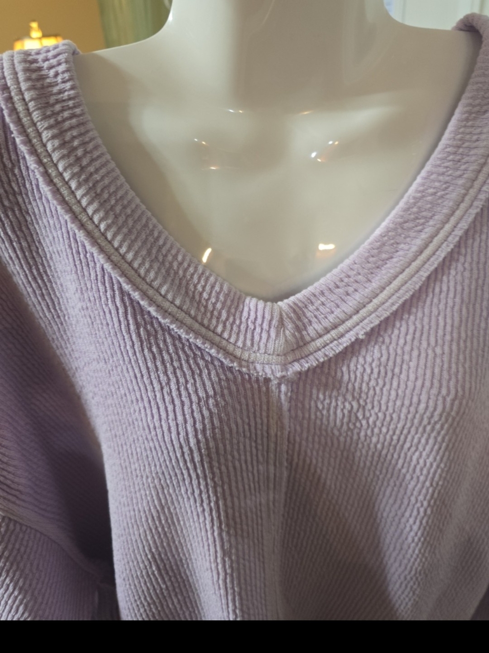 Aerie Wonder Textured V-Neck Sweatshirt oversized S-M - Picture 6 of 6